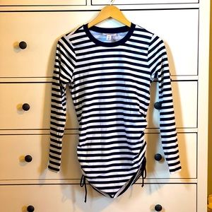 Motherhood Maternity striped rash guard/swimsuit cover
